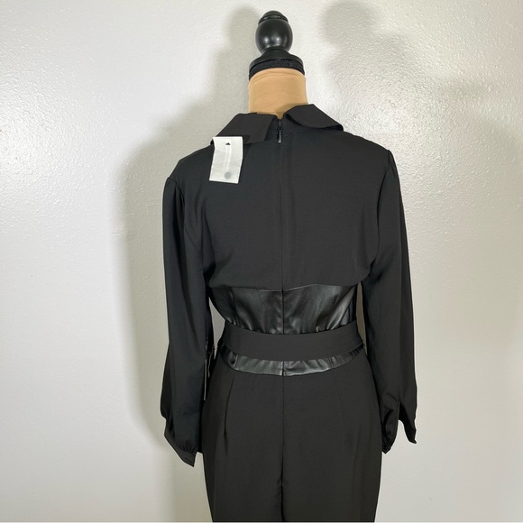 Gabrielle Union Black Faux Leather Corset Belted Jumpsuit M | boss babe cocktail - Picture 6 of 10